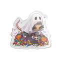 Halloween Possum Ghost Statue, Cute Spooky Candy Pile Collectible - 5’’ x 5’’ / Transparent - Home Decor