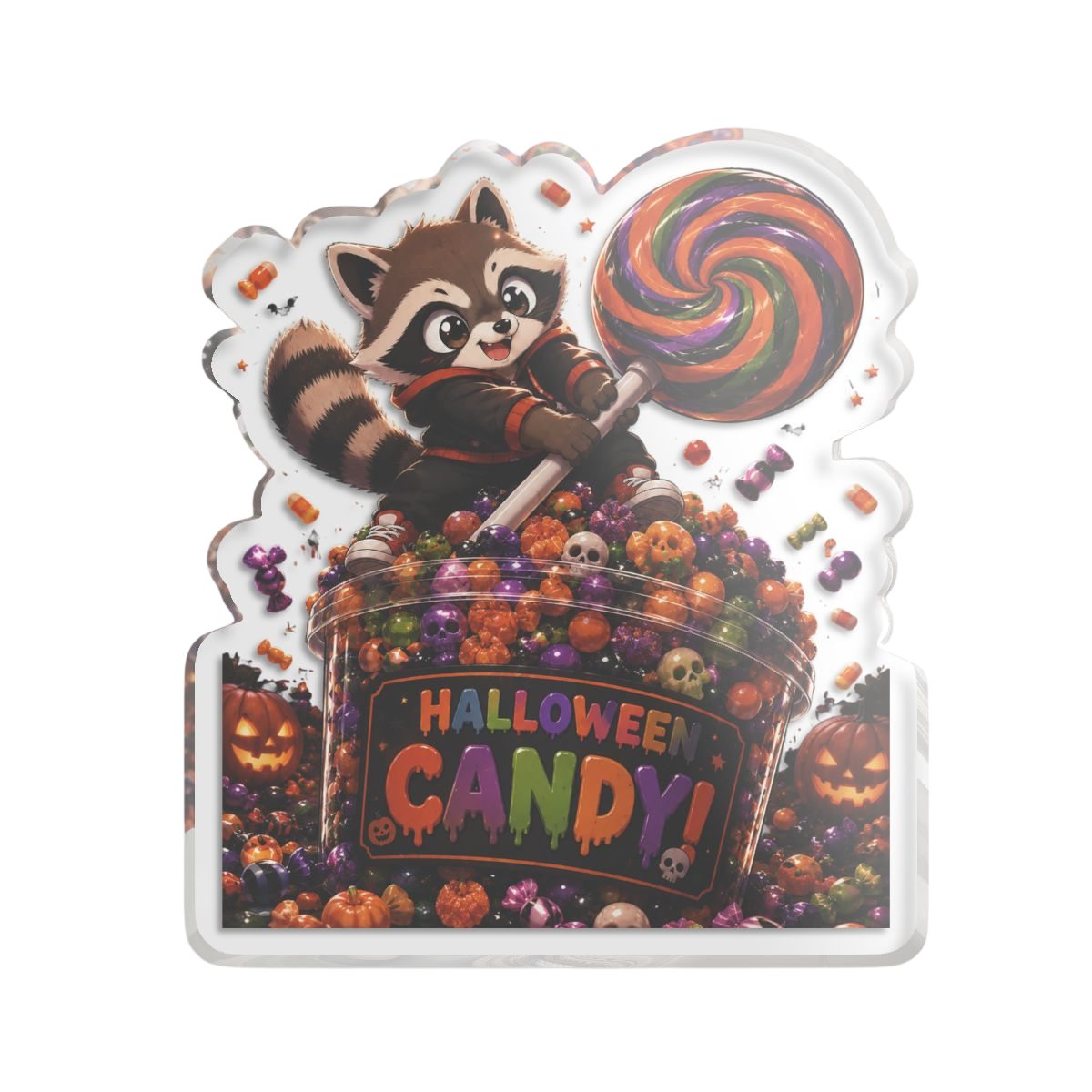 Halloween Raccoon Acrylic Statue - 5’’ x 5’’ / Transparent - Home Decor