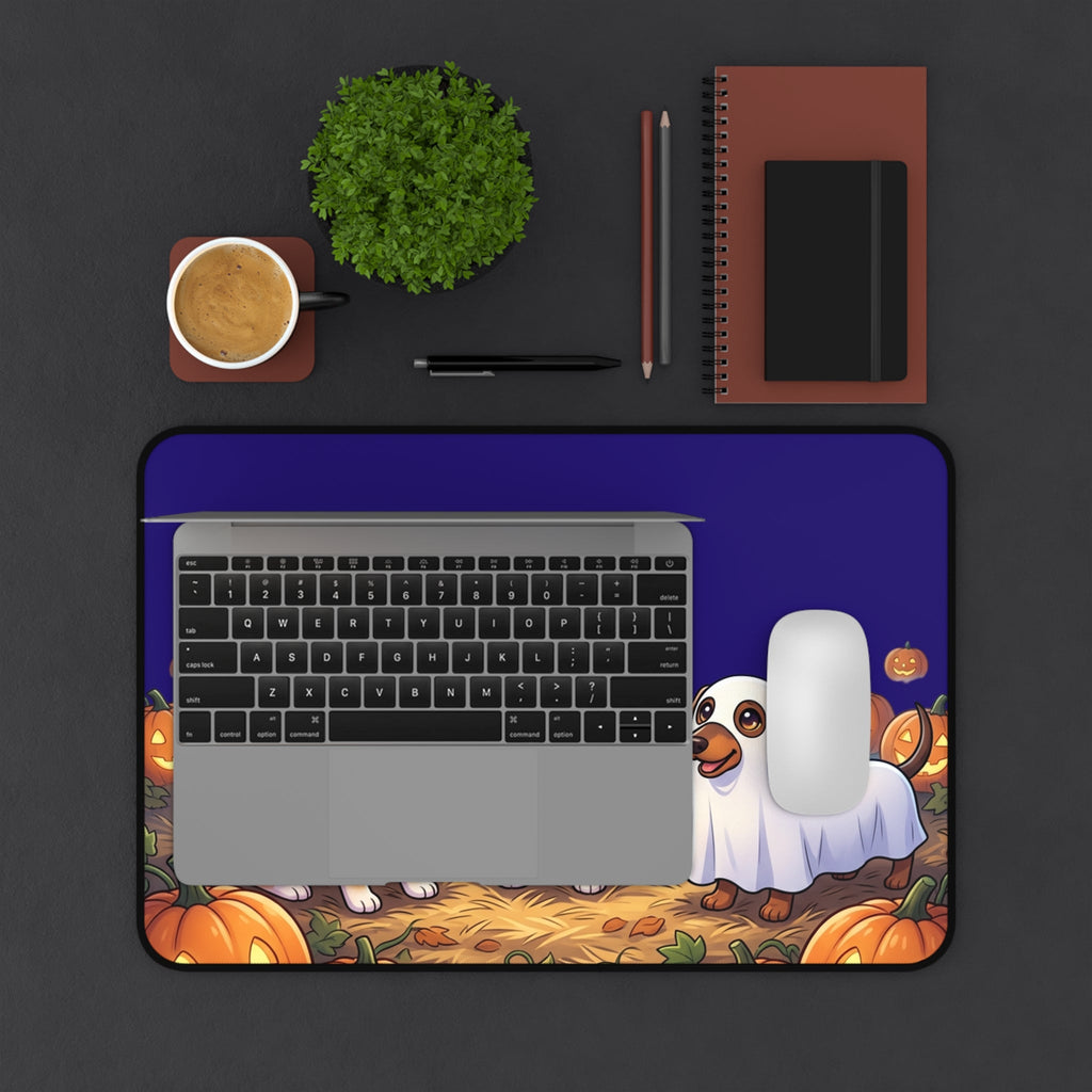 Halloween Shiba Corgi and Dachshund Ghosts Desk Mat, Cute Pumpkin Patch Mouse Pad - Home Decor