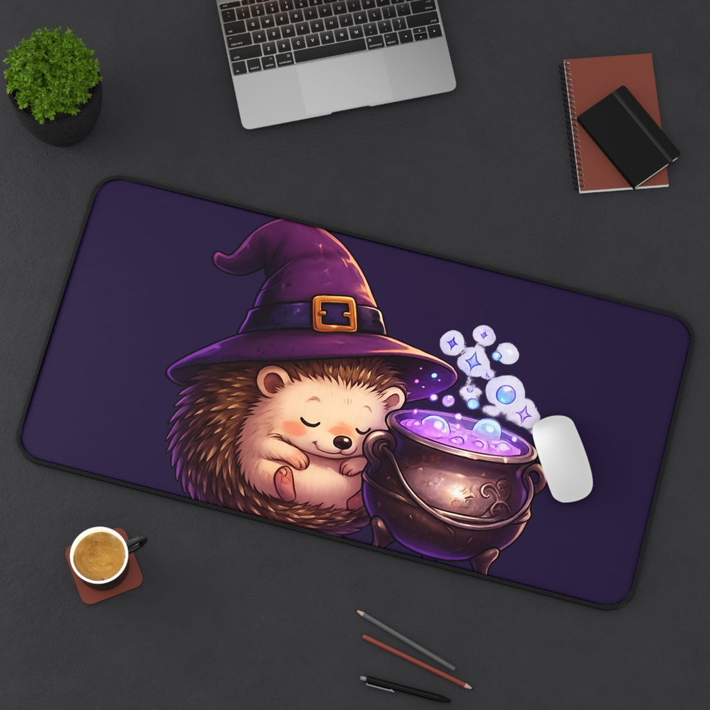 Hedgehog Witch Desk Mat - Home Decor