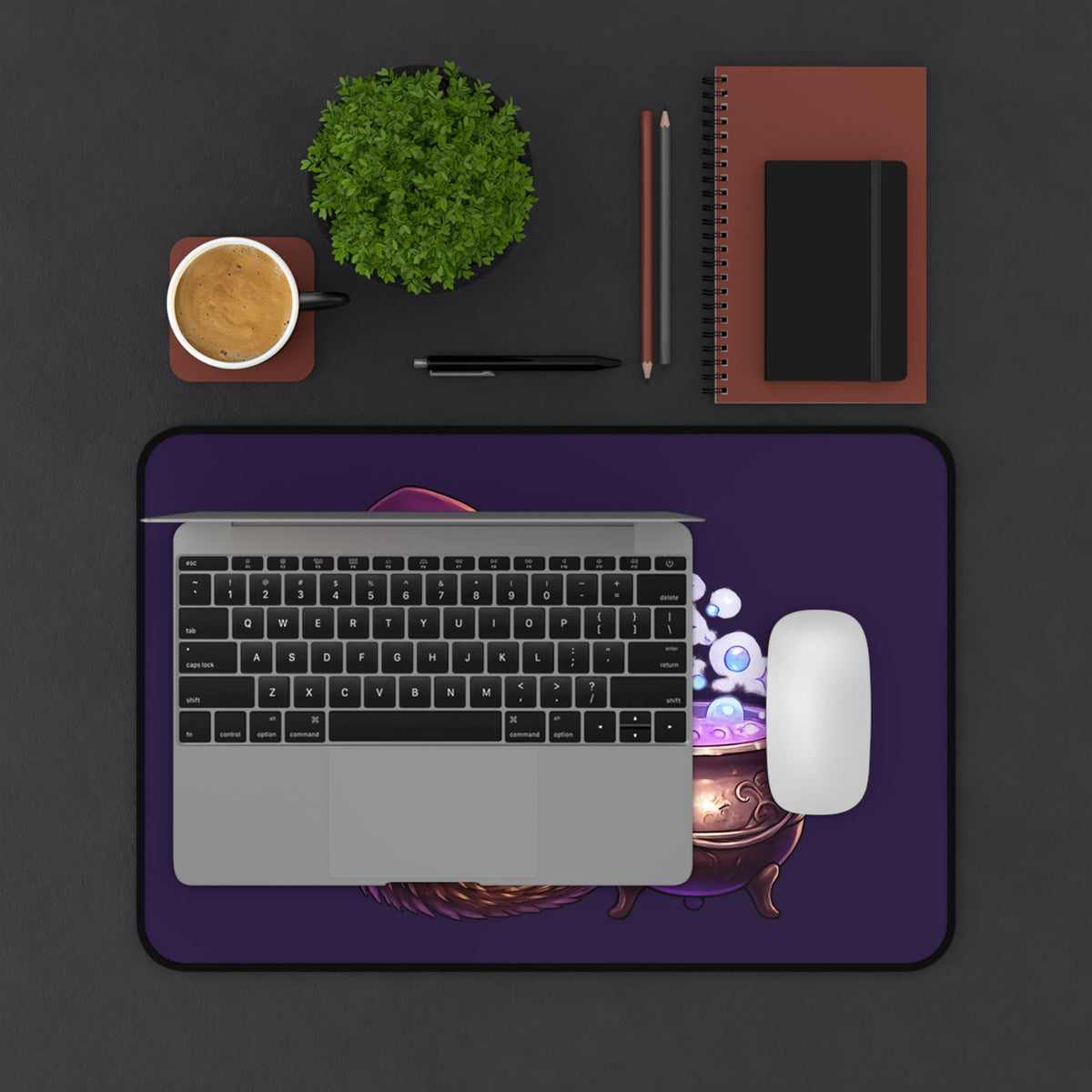 Hedgehog Witch Desk Mat - Home Decor