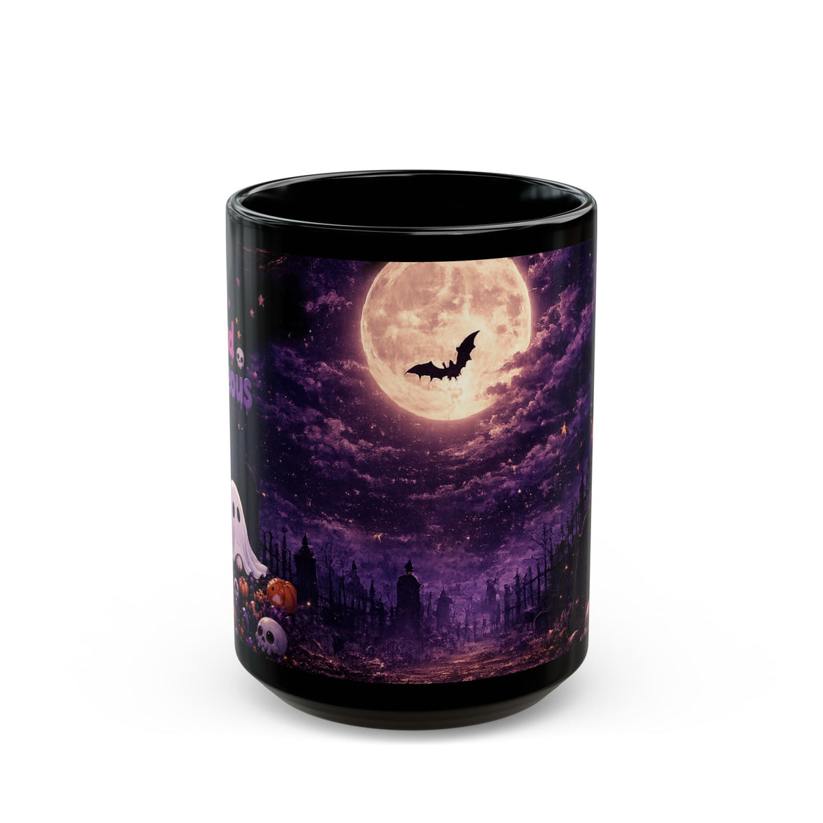 Possum Ghost Mug, Cute Halloween Pumpkin Night Coffee Cup (11oz & 15oz) - 15oz - Mug