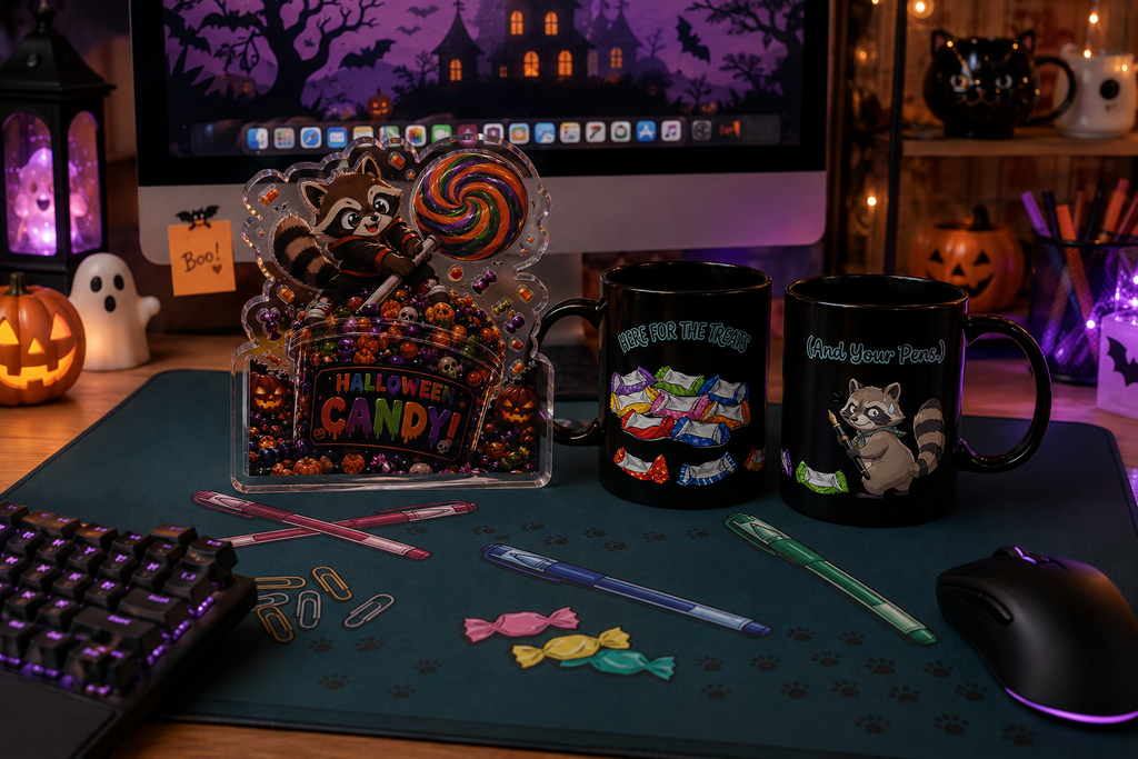 Raccoon Candy Heist Desk Bundle