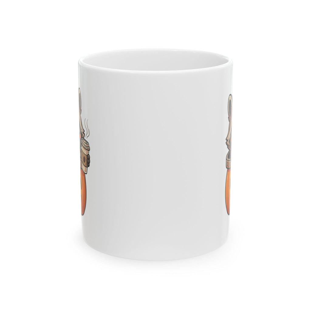 Raccoon on Pumpkin Ceramic Mug, Cute Spooky Fall Coffee Cup (11oz 15oz) - Mug