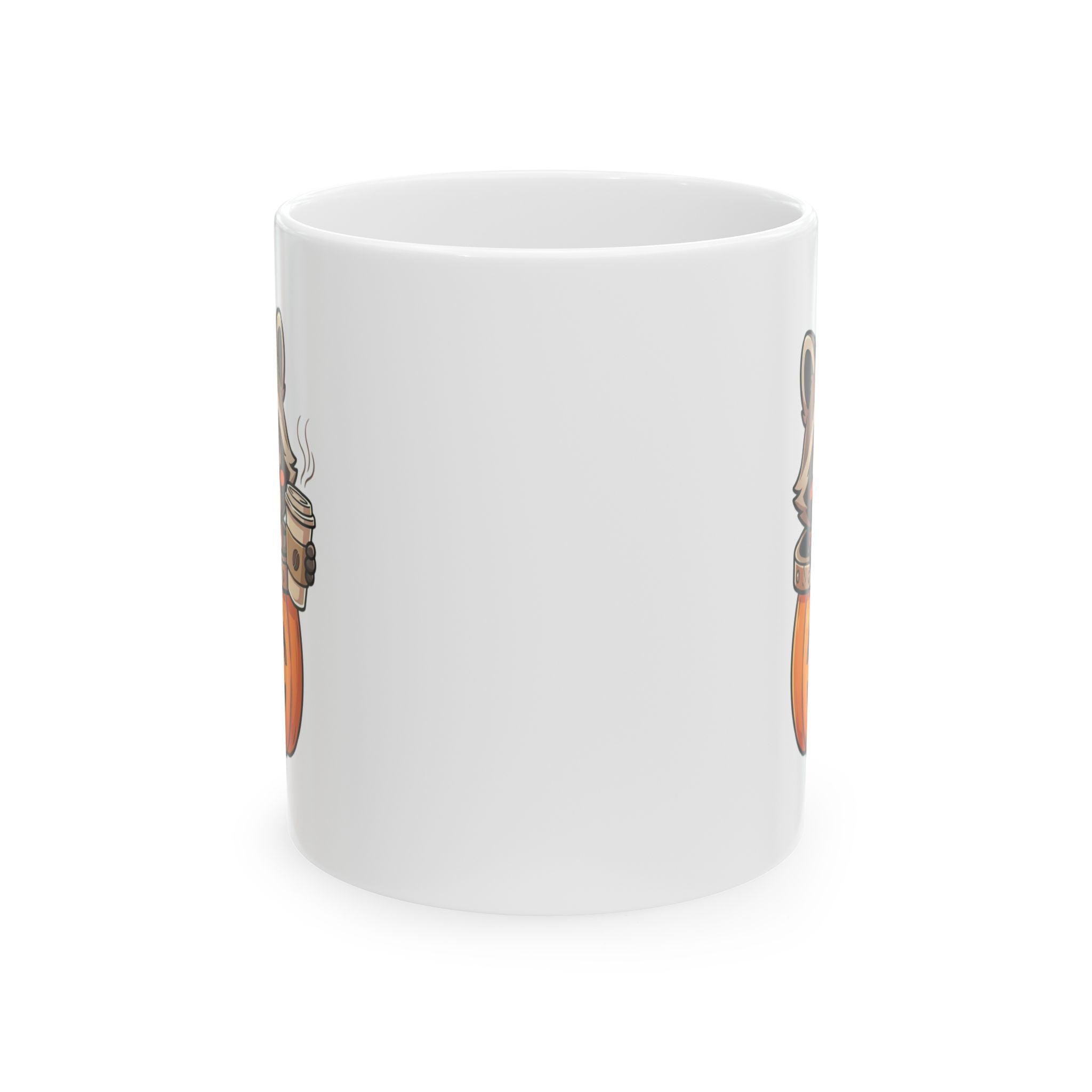 Raccoon on Pumpkin Ceramic Mug, Cute Spooky Fall Coffee Cup (11oz 15oz) - Mug