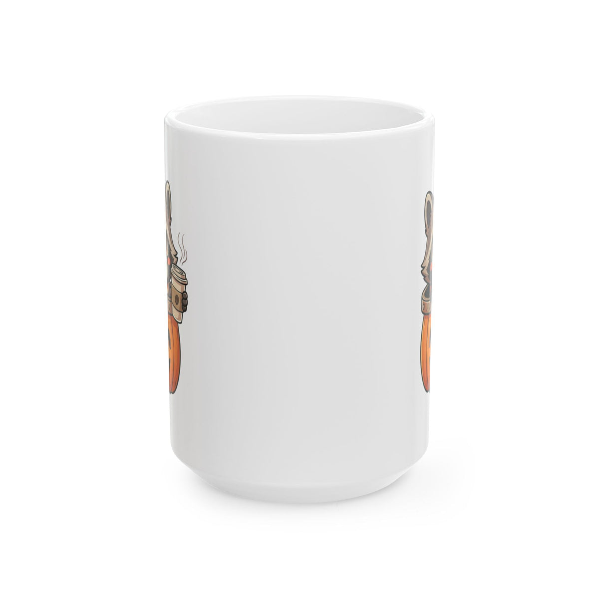 Raccoon on Pumpkin Ceramic Mug, Cute Spooky Fall Coffee Cup (11oz 15oz) - 15oz - Mug