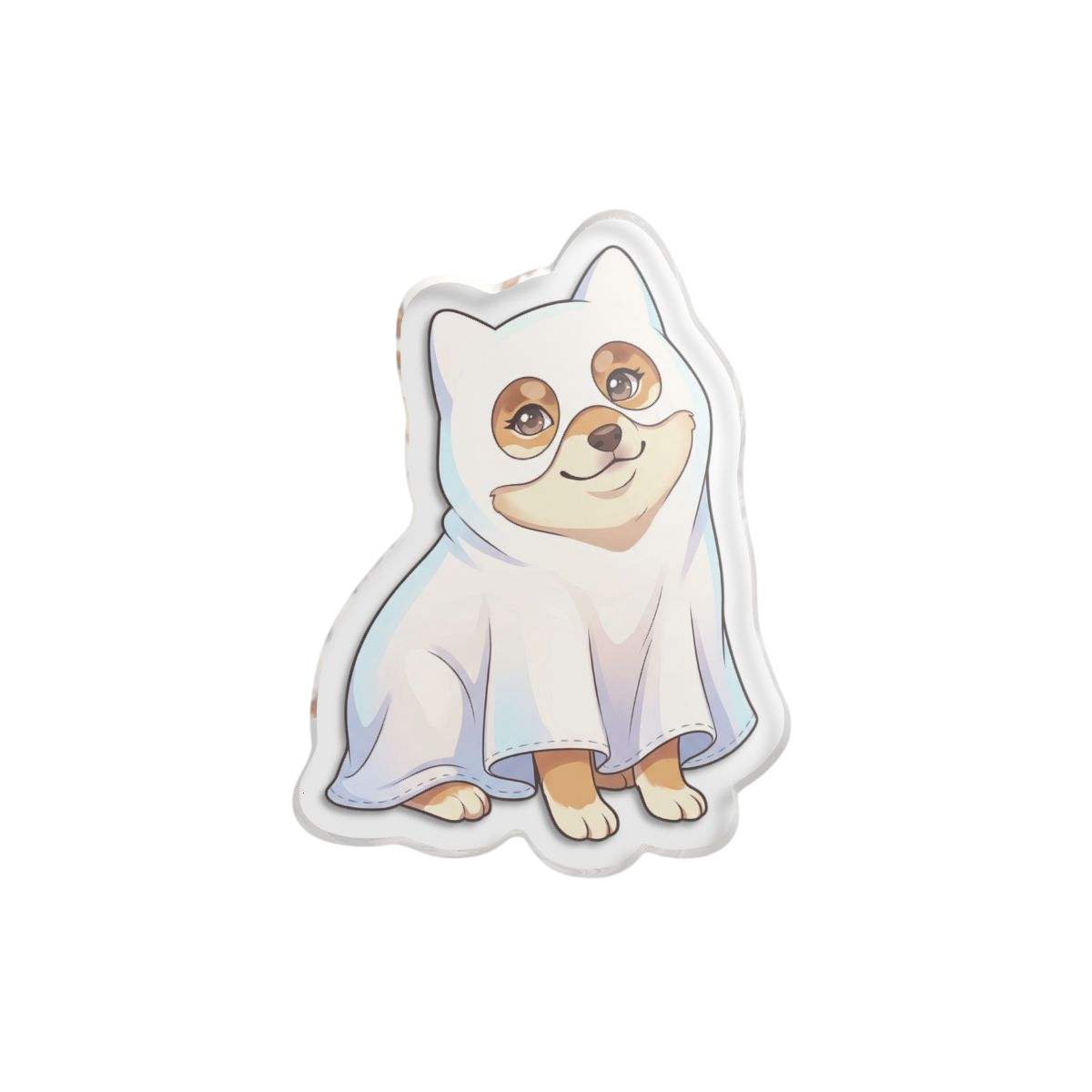 Shiba Ghost Dog Acrylic Statue, Custom Cut Desk Figurine - 5’’ x 5’’ / Transparent - Home Decor