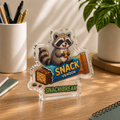 Snack Break Raccoon Acrylic Statue - 5’’ x 5’’ / Transparent - Home Decor